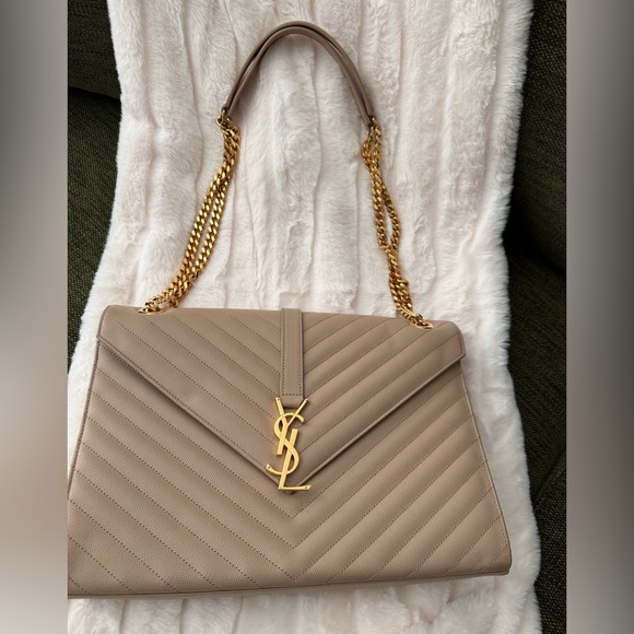 Yves Saint Laurent Beige Quilted Leather Shoulder Bag - Picture 1 of 14